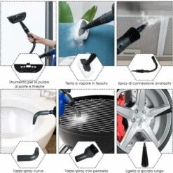 Pulitore Vapore 350 Ml, Pulitore A Vapore Portatile Multiuso 3 Bar, Con 9 Accessori (Blu) -Assistenza Domiciliare 26693437 3