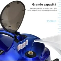 COSTWAY 2000W Pulitore A Vapore Con 19 Accessori E Serbatoio Da 1,5L, Vaporetto Per Tappeti, Per Pulizie Profonde Pavimenti Finestre E Macchine (Blu) -Assistenza Domiciliare 35906943 4