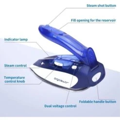FERRO DA STIRO A VAPORE REGOLABILE CON PIASTRA IN ACCIAIO PIEGHEVOLE 1100W 80ML -Assistenza Domiciliare 38285345 5