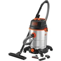 Black & Decker BIDONE ASPIRATUTTO BLACK+DECKER 30LT ACCIAIO CON ACCESSORI