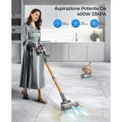 Laresar Scopa Elettrica Senza Fili, 400W/33000pa Aspirapolvere Senza Fili Potente Con Display Touch, Autonomia 50 Minuti, Anti-Avvolgimento Aspirapolvere Senza Fili, Pulizia Dei Bordi, 1.5L【Elite 3】 -Assistenza Domiciliare 63921485 2