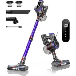 BuTure Aspirapolvere Senza Fili, 33Kpa/400W Scopa Elettrica Senza Fili Potente Con Display Touch E LED, 55Mins Batteria Rimovibile, 4 In 1 Aspirapolvere Per Peli Animali/Pavimenti/Tappeti/Divano-JR400