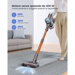 HONITURE S11 Scopa Elettrica Senza Fili,33Kpa/400W Aspirapolvere Senza Fili Potente Con Display Touch E LED,Prevenire L'avvolgimento Dei Capelli,Aspiratore Senza Filo Per Peli Animali -Assistenza Domiciliare 63921489 2