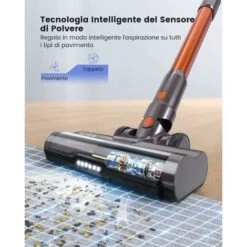 HONITURE S11 Scopa Elettrica Senza Fili,33Kpa/400W Aspirapolvere Senza Fili Potente Con Display Touch E LED,Prevenire L'avvolgimento Dei Capelli,Aspiratore Senza Filo Per Peli Animali -Assistenza Domiciliare 63921489 4