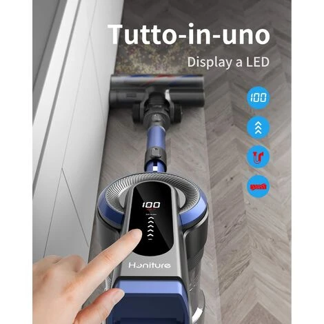 HONITURE S12 Scopa Elettrica Senza Fili,33Kpa Aspirapolvere Senza Fili Potente Con Display, Autonomia 55 Minuti,1,2L Capacità, Regolazione A 5 Livelli,Scope Elettriche Senza 4 HONITURE S12 Scopa Elettrica Senza Fili,33Kpa Aspirapolvere Senza Fili Potente Con Display, Autonomia 55 Minuti,1,2L Capacità, Regolazione A 5 Livelli,Scope Elettriche Senza - immagine 2