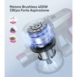 Aspirapolvere Senza Fili, BuTure 33Kpa/400W Scopa Elettrica Senza Fili Potente Con Display Touch E LED, 55min Batteria Rimovibile, 4 In 1 Aspirapolvere Per Peli Animali/Pavimenti/Tappeti/Divano -Assistenza Domiciliare 63921500 3