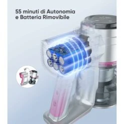 Aspirapolvere Senza Fili, BuTure 33Kpa/400W Scopa Elettrica Senza Fili Potente Con Display Touch E LED, 55min Batteria Rimovibile, 4 In 1 Aspirapolvere Per Peli Animali/Pavimenti/Tappeti/Divano -Assistenza Domiciliare 63921500 4