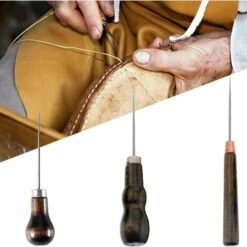 3 Pezzi In Pelle Punteruolo Strumento Per Cucire, Punteruolo In Pelle, Punteruolo In Legno, Per Cucire In Pelle, Pelle Fatta A Mano Fai Da Te, 3 Forme -Assistenza Domiciliare 71374519 3