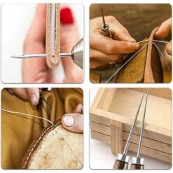 3 Pezzi In Pelle Punteruolo Strumento Per Cucire, Punteruolo In Pelle, Punteruolo In Legno, Per Cucire In Pelle, Pelle Fatta A Mano Fai Da Te, 3 Forme -Assistenza Domiciliare 71374519 4
