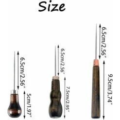 3 Pezzi In Pelle Punteruolo Strumento Per Cucire, Punteruolo In Pelle, Punteruolo In Legno, Per Cucire In Pelle, Pelle Fatta A Mano Fai Da Te, 3 Forme -Assistenza Domiciliare 71374519 5