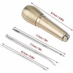 Strumento Per La Riparazione Di Scarpe A Cono Per Cucire, Libro Rilegato In Pelle, 3 Aghi + Manico In Rame -Assistenza Domiciliare 71374811 3