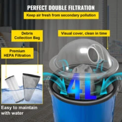 VEVOR Aspirapolvere Multiciclonico Elettrico Da 220 V 1000 W, Filtrazione HEPA Per Aspirapolvere Professionale Portata DeAria 3,26 L/S, Aspiratore A Zaino Capacita 4 L Uso Domestico E Commerciale -Assistenza Domiciliare 82818606 5