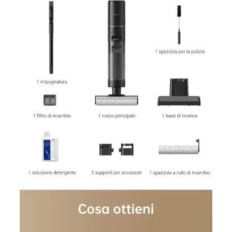 Dreame H12 Pro Aspirapolvere Lavapavimenti Senza Fili, Pulizia Bordi, Autopulente, Asciugatura Ad Aria Calda, Serbatoio Acqua 900 Ml, 35min Autonomia, Pavimenti Duri, Peli Animali Domestici 6 Dreame H12 Pro Aspirapolvere Lavapavimenti Senza Fili, Pulizia Bordi, Autopulente, Asciugatura Ad Aria Calda, Serbatoio Acqua 900 Ml, 35min Autonomia, Pavimenti Duri, Peli Animali Domestici - immagine 4