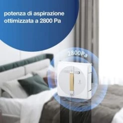 ECOVACS Winbot W1 Pro Robot Per La Pulizia Delle Finestre, Pulizia Intelligente Con Win Slam 3.0, Potenza 2800 Pa, Tecnologia Di Rilevamento Dei Bordi, ‎Bianco, 32 X 12.5 X 31 Cm 2 Kg -Assistenza Domiciliare 86328918 4