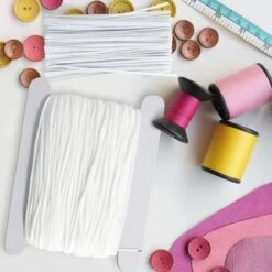 LITZEE Accessori Da Cucito Fasce Elastiche E Clip Per Naso, 50 M Lunghezza 3 Mm Corda Di Gomma Elastica Con 100 Pezzi Ponti Nasali Per Cucito E Artigianato Fai-da-Te -Assistenza Domiciliare 96300772 3