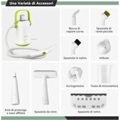 COSTWAY 1000W Pulitore A Vapore Multiuso, Macchina A Vapore Portatile Con 10 Accessori Serbatoio Da 300 Ml, Pulizia A Vapore Con Tubo Flessibile Per Cucina Bagno Finestre (Verde) 11 COSTWAY 1000W Pulitore A Vapore Multiuso, Macchina A Vapore Portatile Con 10 Accessori Serbatoio Da 300 Ml, Pulizia A Vapore Con Tubo Flessibile Per Cucina Bagno Finestre (Verde) -Assistenza Domiciliare 96369147 5