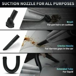 Aspirapolvere Portatile 4 In 1, Aspirapolvere Portatile Per Auto Da 120 W Con Luce A LED, Doppio Uso Umido/secco, Gonfiatore Pneumatici Multifunzionale, Manometro Pressione Pneumatici -Assistenza Domiciliare 97875820 3